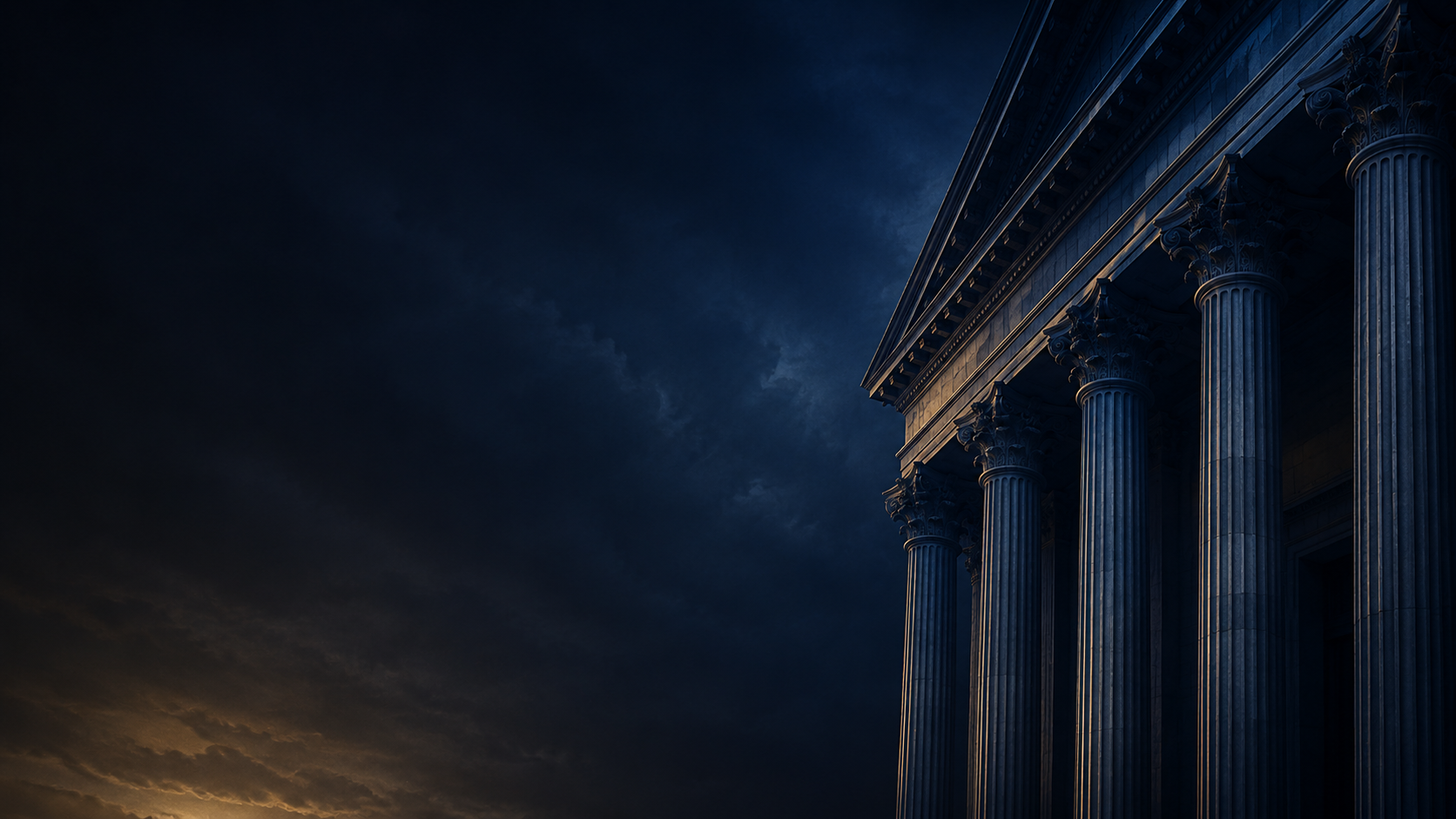 Classical columns at dusk
